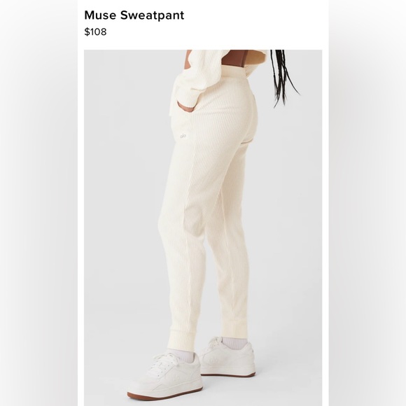 ALO Yoga Cream Ribbed Joggers - Picture 4 of 5